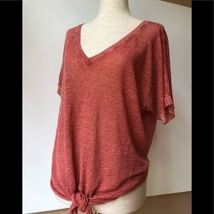 Vee neck top that ties in front, cloth & stone